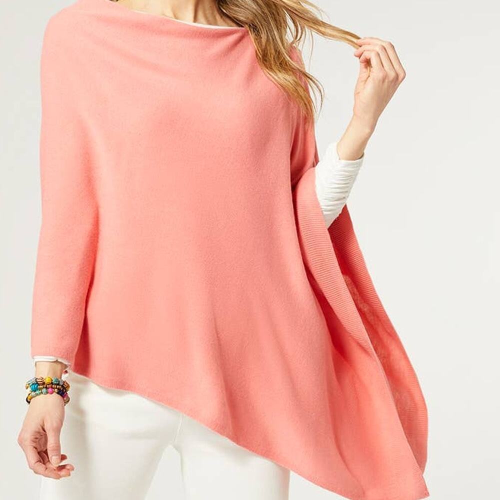 Light Coral Acrylic Poncho One Size